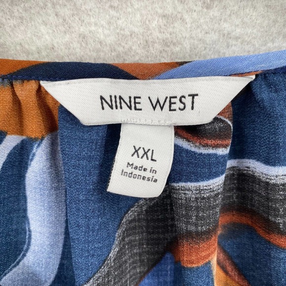 Nine West Blouse Womens XXL Button Up Geometric Career Flowy Top - Picture 13 of 16
